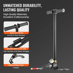 Bostome 3-Stage PCP Hand Pump with stainless steel tube and built-in moisture filter.
