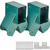 Pair of green heavy-duty carbon steel A-frame swing set brackets with bolts.