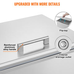 Stainless steel Bostome 40QT drop-in ice chest with a large capacity for chilled drinks.