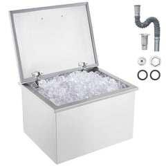 Stainless steel Bostome 40QT drop-in ice chest with a large capacity for drinks.