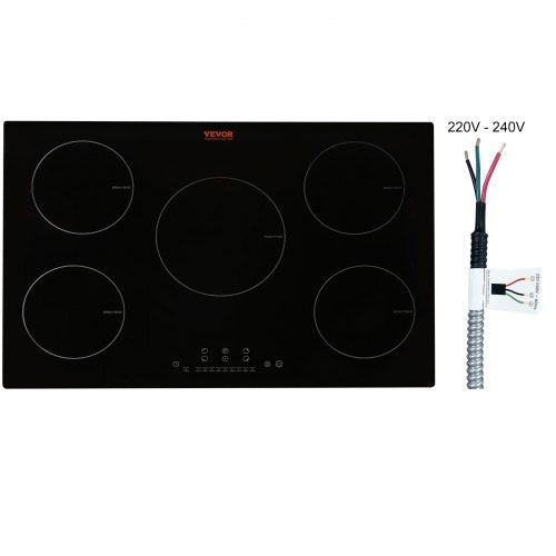 Bostome 30" induction cooktop with five burners and a sleek ceramic glass top.