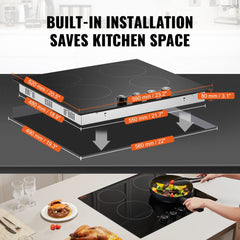 Bostome 24" built-in electric ceramic cooktop with four burners and knob-controlled interface.