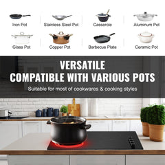 Bostome 30" electric ceramic cooktop with four burners and knob controls for precise cooking.