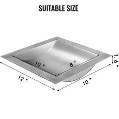 Diagram of 12x10x1.6-inch stainless steel drop-in deal tray showing dimensions.