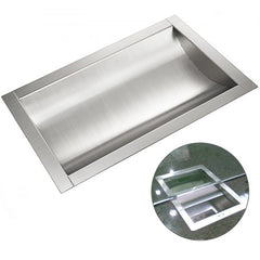 Brushed finish stainless steel drop-in deal tray measuring 14"x10" for secure transactions.