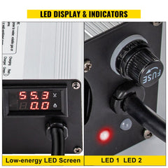 Bostome 48V 15A golf cart battery charger with aluminum shell and LED indicators.