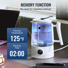 Bostome Hydrogen Water Pitcher in borosilicate glass with a 1.5L capacity for hot and cold use.