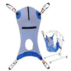 Bostome Full Body Patient Lift Sling in M-Size with a wide commode opening and durable polyester.
