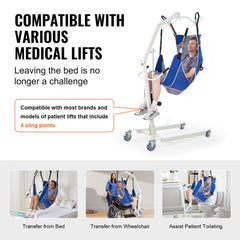Bostome full body patient lift sling in M-size with a wide commode opening for easy transfers.