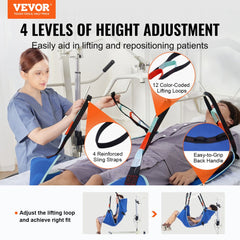Bostome Full Body Patient Lift Sling in S-Size, featuring reinforced straps and durable polyester.