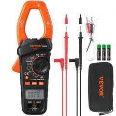 Bostome Digital Clamp Meter T-RMS with bright LCD, flashlight, and portable design.