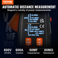 Digital clamp meter with a bright LCD, NCV detection, and multifunctional testing features.
