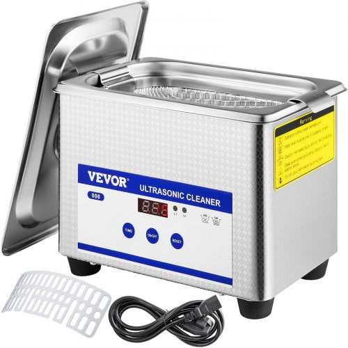 Bostome 0.8L 304 stainless steel ultrasonic cleaner with timer and power cord.