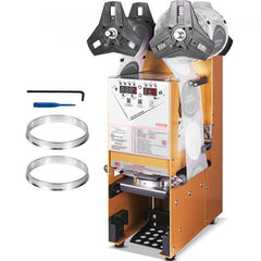 Gold Bostome fully automatic cup sealing machine with digital display and accessories.