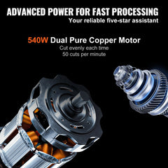 Bostome 540W automatic meat slicer with a 10-inch blade and adjustable thickness from 0-15mm.