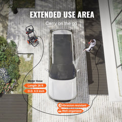Bostome Gas Pressure Washer with aluminum pump, 3400 PSI, and 5 quick-connect nozzles.