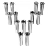 13-piece Bostome R8 collet set made of 45# alloy steel, sizes 1/8" to 7/8" with 0.0012" TIR.