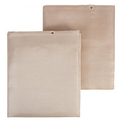 Two beige 4x6 ft fiberglass welding blankets with brass grommets for hanging.