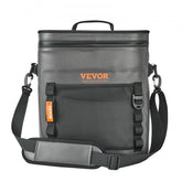Bostome 30-can soft cooler bag in black with adjustable straps and airtight zipper.