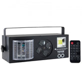 A compact 4-in-1 RGB stage light with strobe, pattern, and disco ball effects.