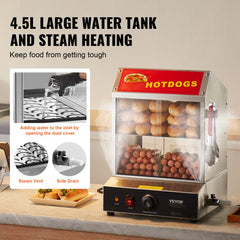 Bostome commercial hot dog steamer and bun warmer with 2-tier design and stainless steel build.