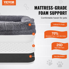 Large dog bed in washable PV velvet, measuring 72x48x10 inches, with a non-slip bottom.