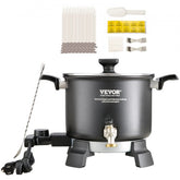 Bostome 5L electric wax melter pot with pour spout, temp control, spoon, wicks, and holders.