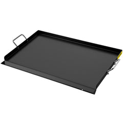 Bostome 16"x24" carbon steel flat top griddle with a black-coated surface and portable handle.