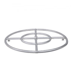 Stainless steel 24" round drop-in fire pit pan with precision holes for even flame output.