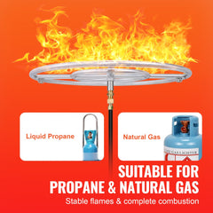 Stainless steel 24" round fire pit pan with precision holes for even flame distribution.