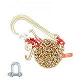6ft galvanized Grade 80 tow chain with 15" J hook, RTJ grab hooks, and D-shackle