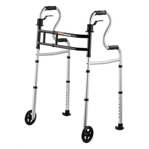 Bostome Folding Walker with adjustable height and width, featuring a one-click folding mechanism.
