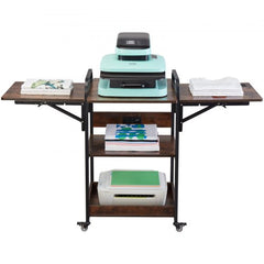 Bostome 3-tier heat press table with charging station and movable stand for organized crafting.