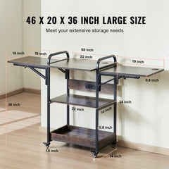 Bostome 3-tier heat press table with charging station and movable stand for organized crafting.