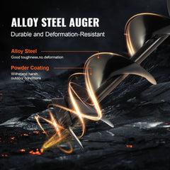 Bostome 63CC gas post hole digger with 8" drill bit and extension rod for heavy-duty digging.