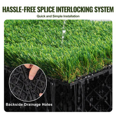 Bostome Artificial Grass Tiles in 12"x12" size, featuring interlocking design and green turf.