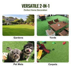 Bostome Artificial Grass Turf is a 6x10 ft green rug with a soft, dense surface for outdoor play.