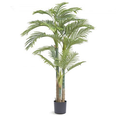 6.5 FT artificial gold cane palm tree with lush leaves and realistic trunk design.