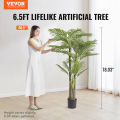 Artificial 6.5 FT Gold Cane Palm Tree with lush leaves and realistic trunk design.