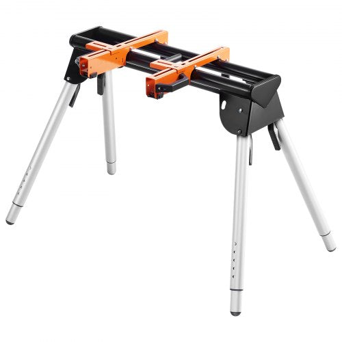 Bostome miter saw stand with adjustable height, steel frame, and 330 lbs capacity.