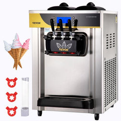 Bostome commercial soft serve ice cream machine with dual hoppers and LCD controls.