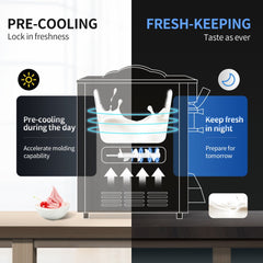 Bostome commercial soft serve ice cream machine with dual hoppers and LCD controls.