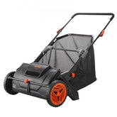 Bostome 21-inch push lawn sweeper with a 3.5 cu. ft. hopper and adjustable brush height.