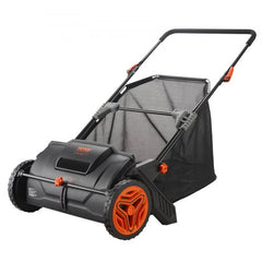 Bostome 21-inch push lawn sweeper with a 3.5 cu. ft. hopper and adjustable brush height.