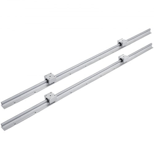 Two 1000mm silver linear rails with four SBR12UU blocks for smooth motion.
