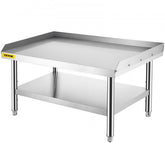 Stainless steel prep table with adjustable undershelf and heavy-duty construction for kitchens.