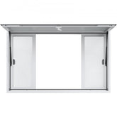 60x36 inch aluminum alloy food truck service window with mesh screens and awning.