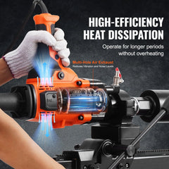 Orange handheld Bostome 2000W core drill machine with stand, multi-hole air exhaust, and blue motor visible.