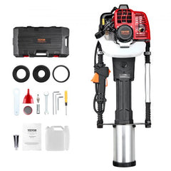 Bostome 52cc gas T post driver with three interchangeable heads and durable aluminum alloy construction.