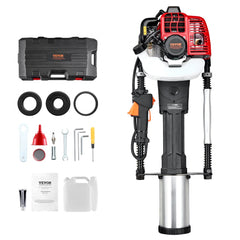 Bostome 52cc gas T post driver with three interchangeable heads and durable aluminum alloy construction.